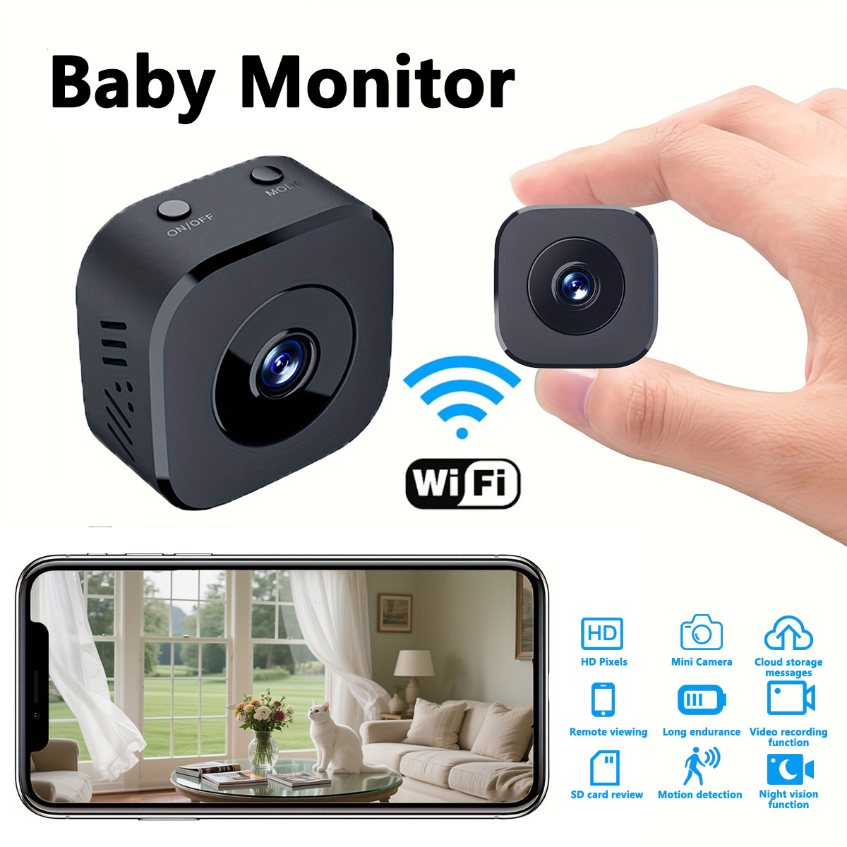 Home Security Monitor - 1080P HD Mini WiFi Camera Indoor