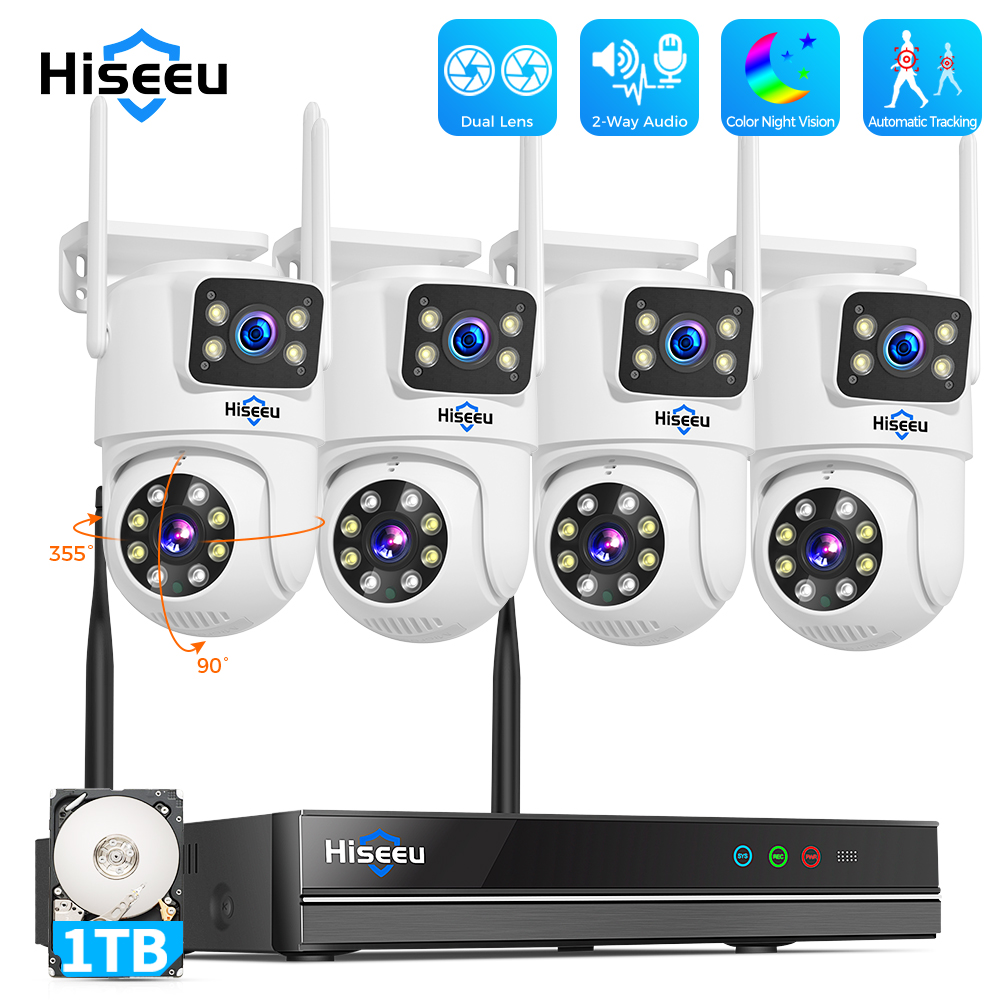 Home Security Monitor - Hiseeu 6MP WiFi Dual Lens Camera