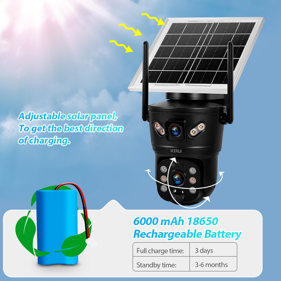 KERUI 6MP 4G SIM WiFi Solar Ca - Home Security Product recension och pris