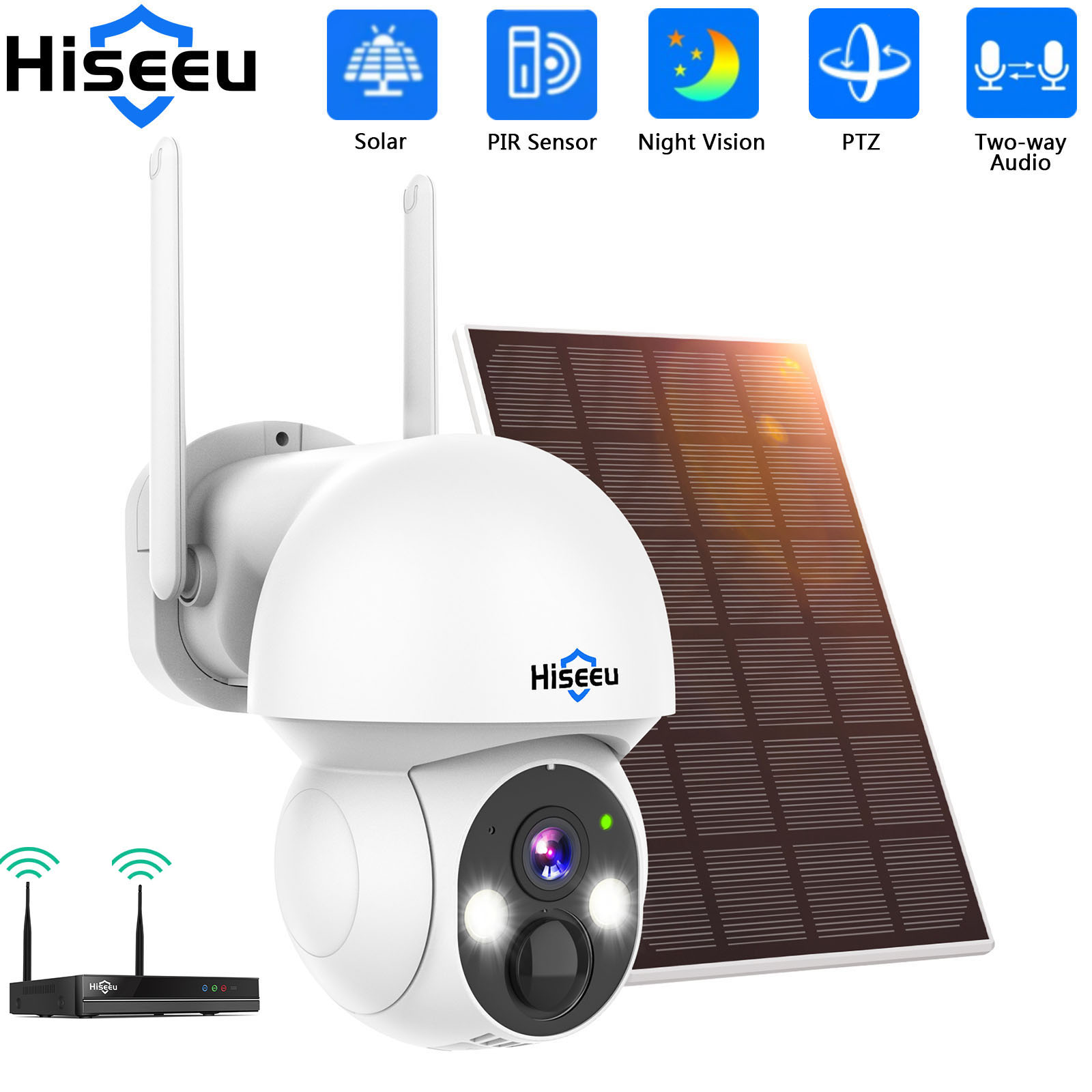Hiseeu 2K 4MP WIFI PTZ Solar I - Camera Solar Wireless recension och pris