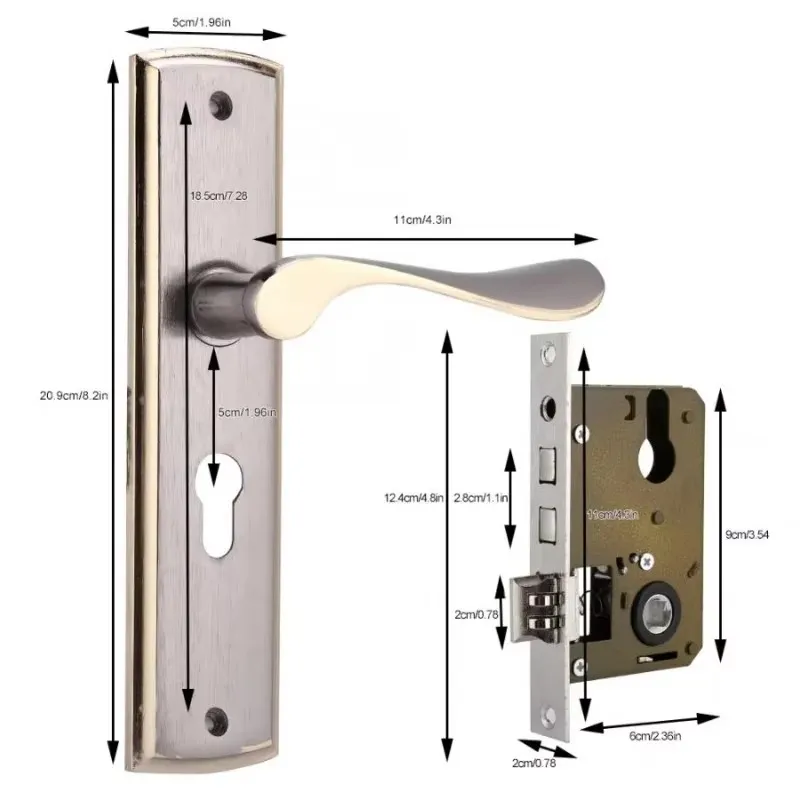Gold Door Handle Lock Silent H - Home Security Product recension och pris