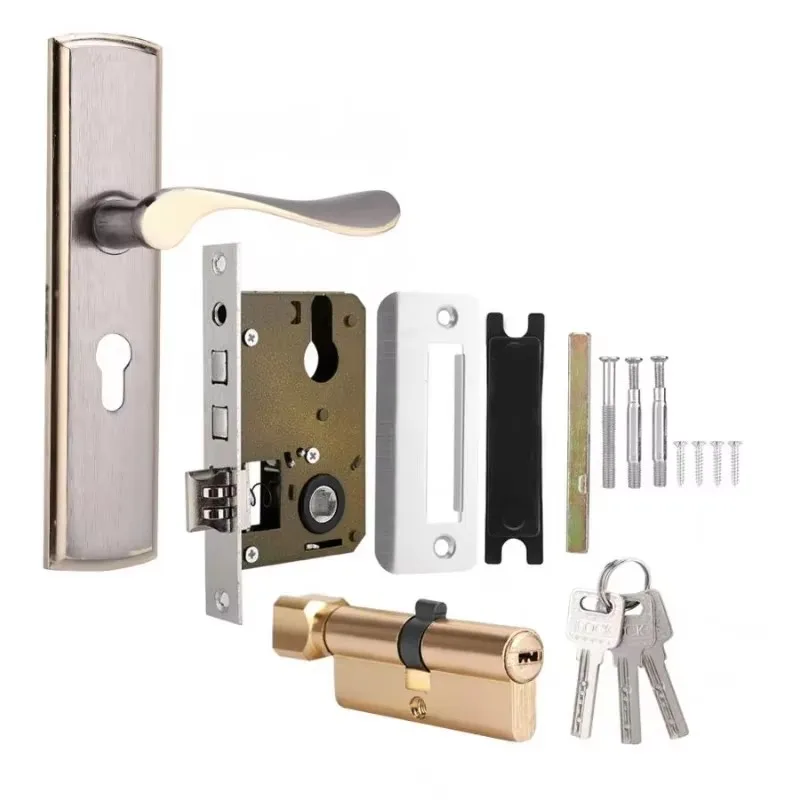 Gold Door Handle Lock Silent H - Home Security Product recension och pris