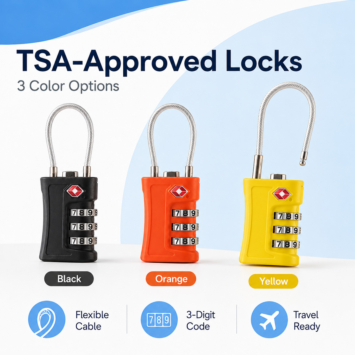 TSA Approved Luggage Lock 3 Di - Home Security Locks recension och pris