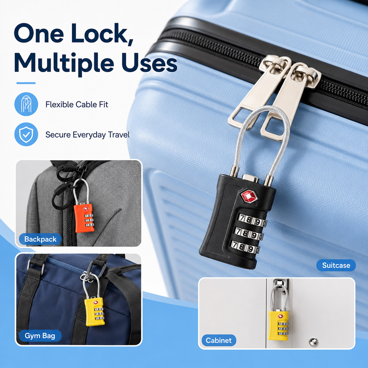 TSA Approved Luggage Lock 3 Di - Home Security Locks recension och pris