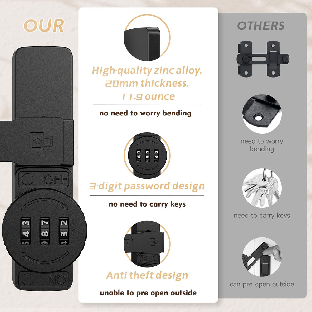 Security Barn Door Lock 3-Digi - Home Security Locks recension och pris