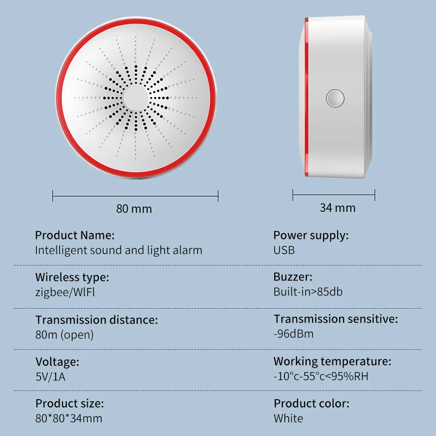 Tuya WiFi ZigBee Smart Alarm S - Home Security Blink recension och pris