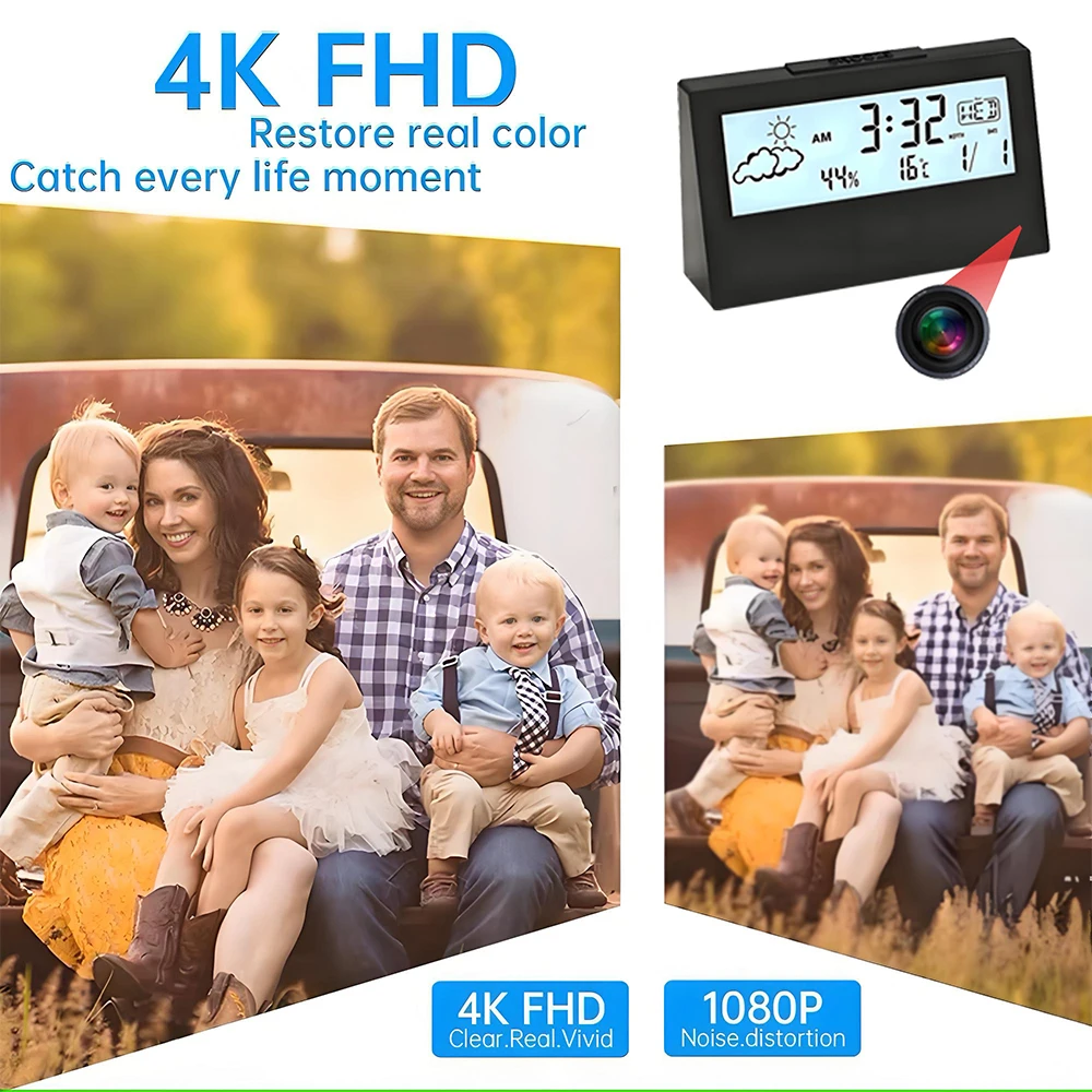 4K WiFi Clock Camera with Moti - Home Security No Wifi Needed recension och pris